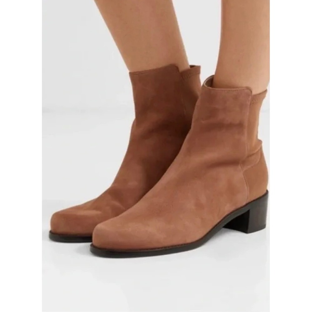 New Stuart Weitzman Easyon Reserve Suede Neoprene‎ Ankle Boots Cappuccino  Sz 10